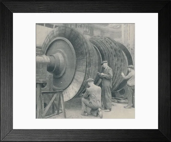 Framed Print : A Many-Bladed Rotor for one of the Queen Marys low-pressure turbines, 1937 Framed Print : A Many-Bladed Rotor for one of the Queen Marys low-pressure turbines, 1937