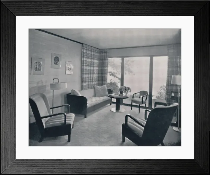 Framed Print : The living-room of a house designed by Howard T. Fisher for Miss Ruth Page, 1935 Framed Print : The living-room of a house designed by Howard T. Fisher for Miss Ruth Page, 1935