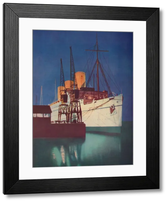 Framed Print : Illuminated by Floodlights, the distinctive appearance of the Empress of Britain is emphasized Framed Print : Illuminated by Floodlights, the distinctive appearance of the Empress of Britain is emphasized