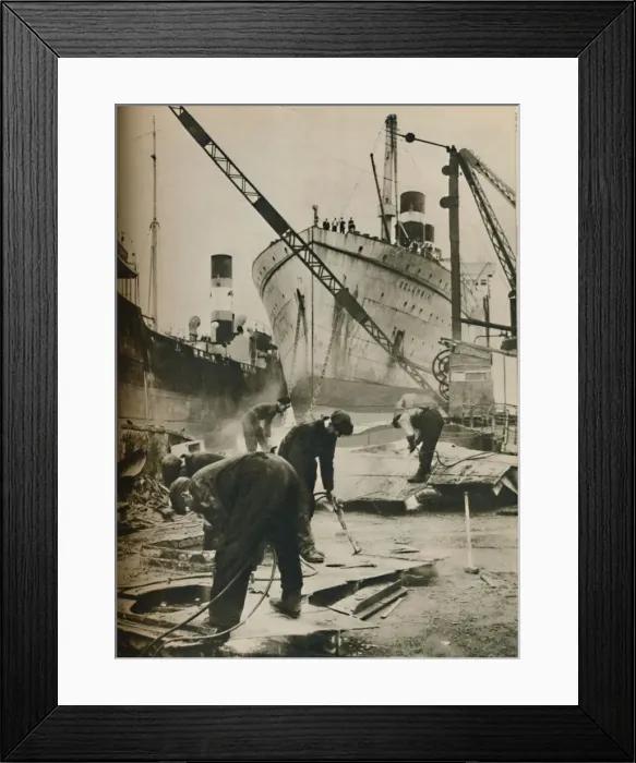 Framed Print : On the Firth of Forth. Shipbreaking at Bo ness West Lothian, 1937 Framed Print : On the Firth of Forth. Shipbreaking at Bo ness West Lothian, 1937