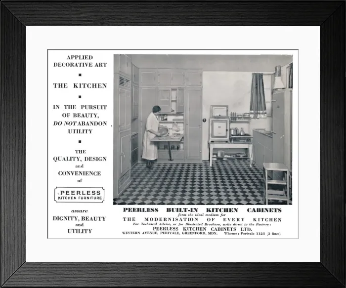 Framed Print : Peerless Built-In Kitchen Cabinets, 1935 Framed Print : Peerless Built-In Kitchen Cabinets, 1935