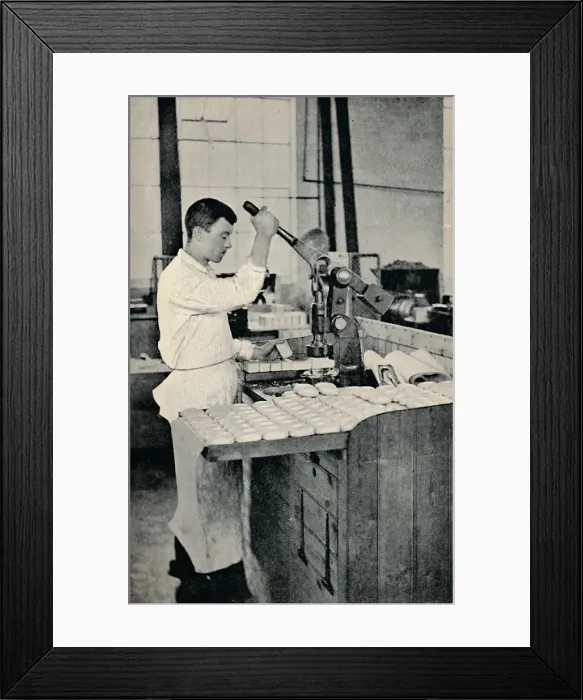 Framed Print : Stamping Blocks of Soap, c1917