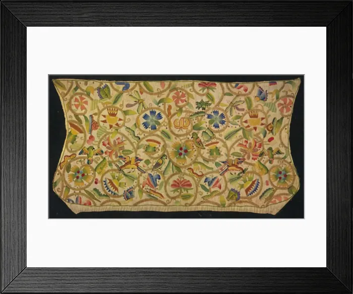 Framed Print : A Ladys Cap Embroidered in Silk and Gold on Linen, 1927. Artists: Edward F Strange, Unknown Framed Print : A Ladys Cap Embroidered in Silk and Gold on Linen, 1927. Artists: Edward F Strange, Unknown