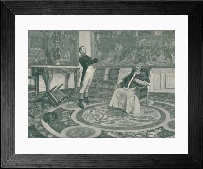 Framed Print : Napoleon And Pius VII at Fontainbleau, 1813, (1896). Artist: Peter Aitken Framed Print : Napoleon And Pius VII at Fontainbleau, 1813, (1896). Artist: Peter Aitken