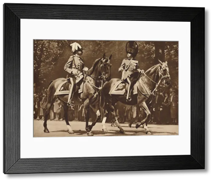 Framed Print : King Edward at the head of the Brigade of Guards, turns, unperturbed, to make inquiry Framed Print : King Edward at the head of the Brigade of Guards, turns, unperturbed, to make inquiry