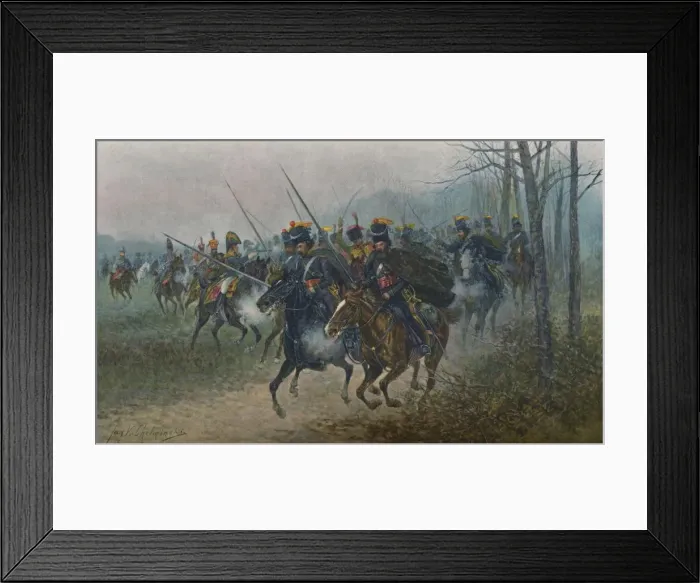 Framed Print : Napoleon and His Staff Surprised By Cossacks, 1812, (1896) Framed Print : Napoleon and His Staff Surprised By Cossacks, 1812, (1896)
