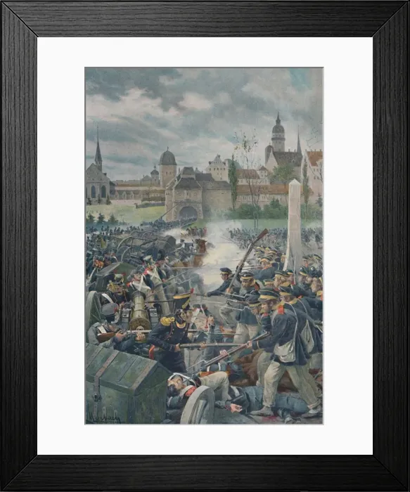 Framed Print : The French Army Leaving Leipsic, 1813, (1896) Framed Print : The French Army Leaving Leipsic, 1813, (1896)