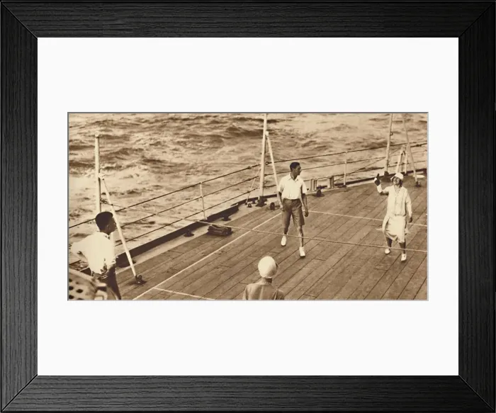 Framed Print : Partners - A game of deck tennis in the Renown, 1927, (1937) Framed Print : Partners - A game of deck tennis in the Renown, 1927, (1937)