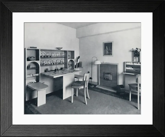 Framed Print : Rowley Gallery of Decorative Art Ltd - Combined dining-living-room open, 1939 Framed Print : Rowley Gallery of Decorative Art Ltd - Combined dining-living-room open, 1939