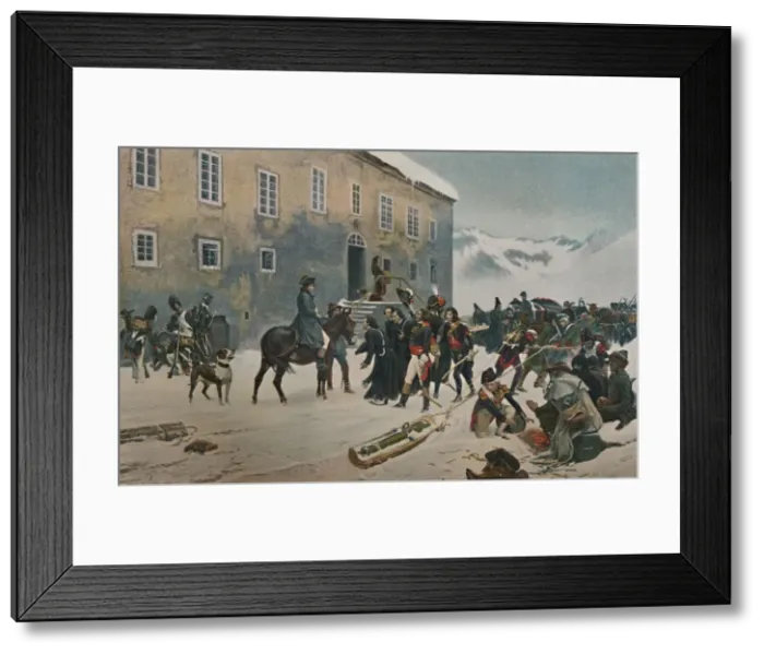 Framed Print : Bonaparte Received By The Monks of Mount St. Bernard. Passage of the Alps, May 1800, (1896) Framed Print : Bonaparte Received By The Monks of Mount St. Bernard. Passage of the Alps, May 1800, (1896)