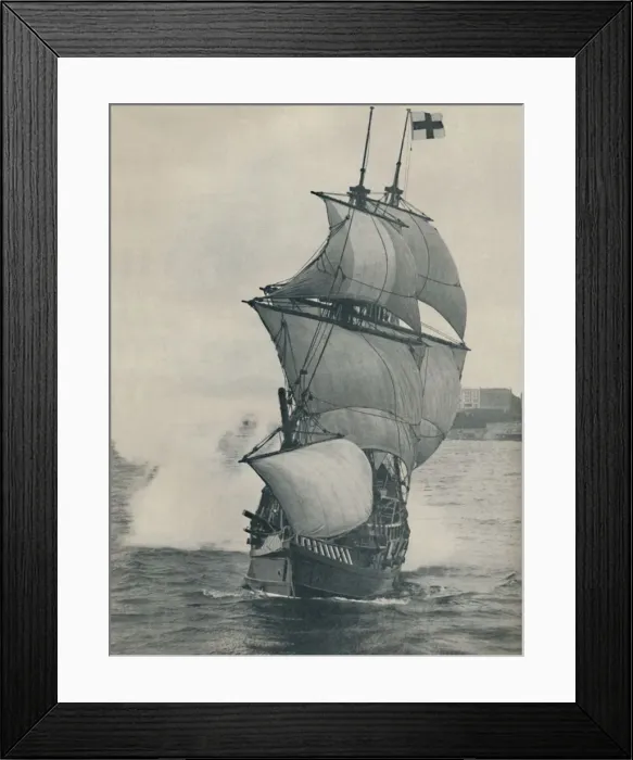 Framed Print : Drakes flagship on his voyage round the world, replica, 1937