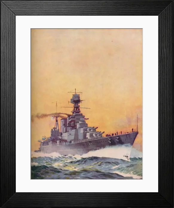 Framed Print : HMS Hood was laid down in 1916 and completed in 1920, 1937 Framed Print : HMS Hood was laid down in 1916 and completed in 1920, 1937
