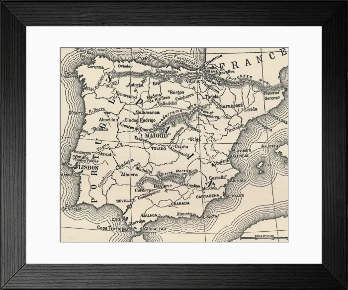 Framed Print : Map of the Spanish Campaign, c1807-1814, (1896) Framed Print : Map of the Spanish Campaign, c1807-1814, (1896)
