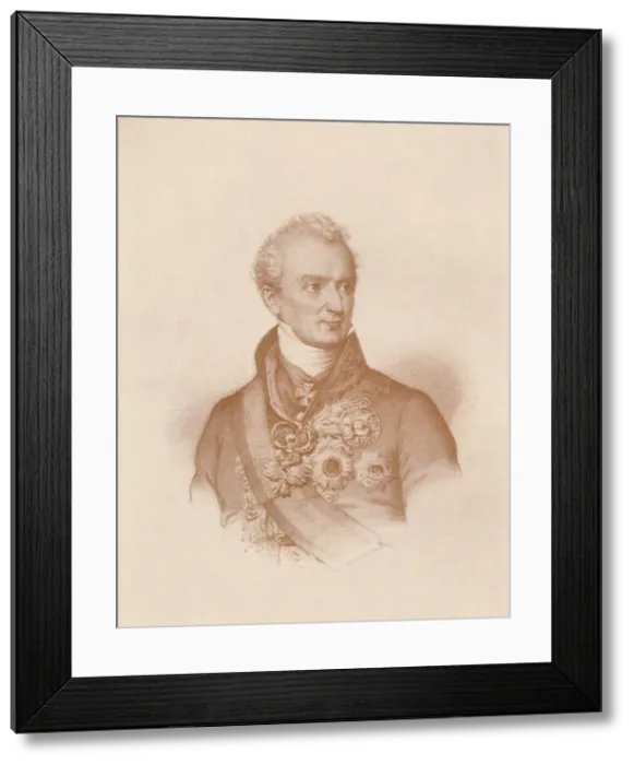 Framed Print : Prince Clemens Wenzel Nepomuk Lothar Von Metternich-Winneburg, c1830, (1896). Artist: Maurin Framed Print : Prince Clemens Wenzel Nepomuk Lothar Von Metternich-Winneburg, c1830, (1896). Artist: Maurin