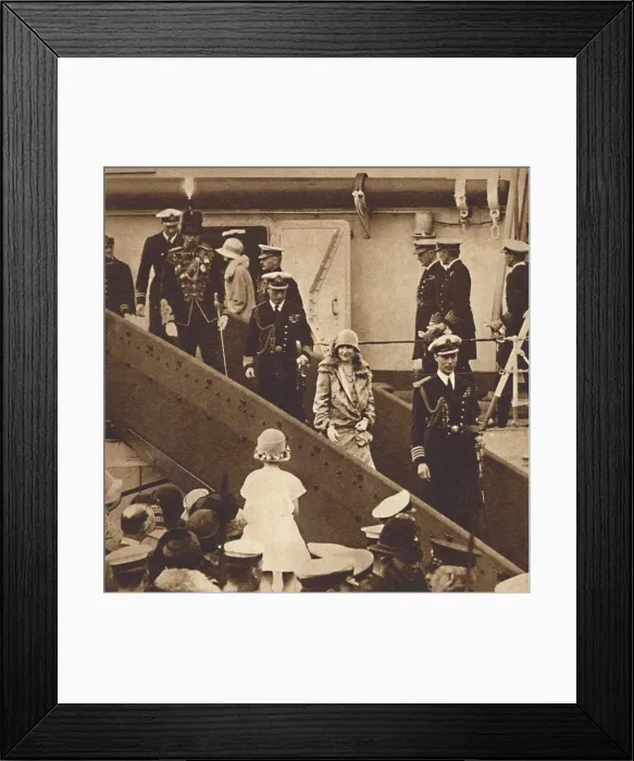 Framed Print : Home Again - The Duke and Duchess landing at Portsmouth June 27, 1927, 1937 Framed Print : Home Again - The Duke and Duchess landing at Portsmouth June 27, 1927, 1937