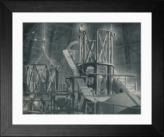 Framed Print : Section By Section Mounts The Huge Steel Framework of the Hookers Cylinder, c1935 Framed Print : Section By Section Mounts The Huge Steel Framework of the Hookers Cylinder, c1935