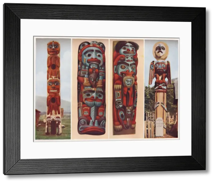 Framed Print : Red Indian Sagas Told in Carved and Painted Wood, c1935 Framed Print : Red Indian Sagas Told in Carved and Painted Wood, c1935