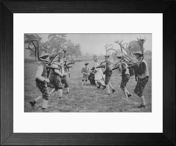 Framed Print : Ancient Forms of the Dance Still Maintained in England - The Horn Dance, c1935 Framed Print : Ancient Forms of the Dance Still Maintained in England - The Horn Dance, c1935