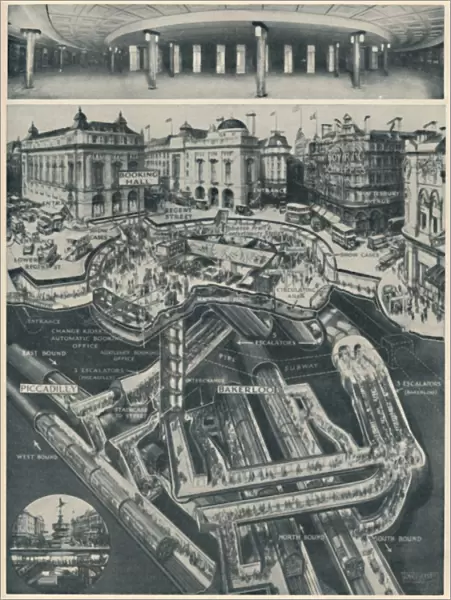 A New Piccadilly Circus Below The Old As The Gateway to the Tubes, c1935. Artist: D Macpherson