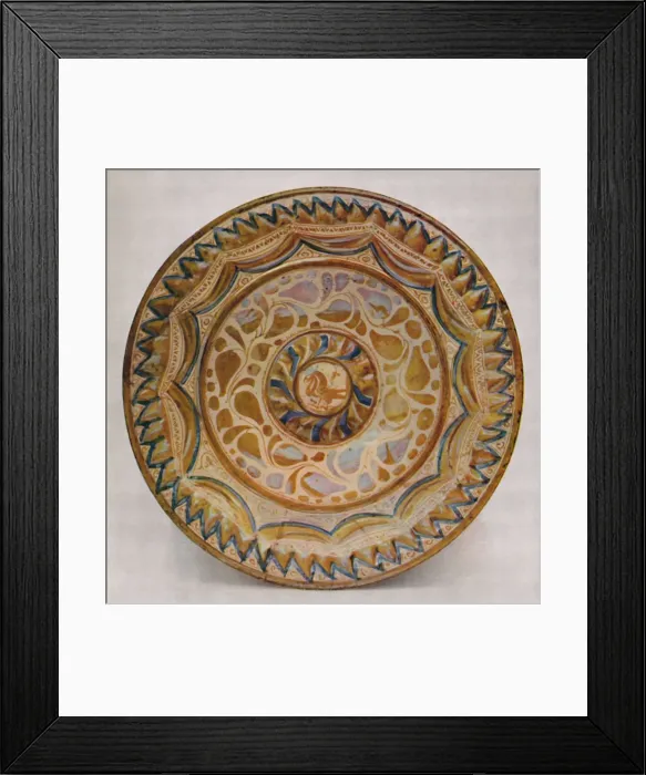 Framed Print : Hispano-Moresque Lustre Dish with Blue Fish-Scale Border. 15th Century, 1928 Framed Print : Hispano-Moresque Lustre Dish with Blue Fish-Scale Border. 15th Century, 1928