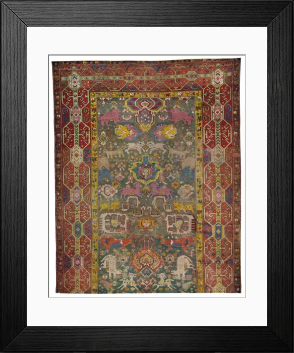 Framed Print : Armenian Kouba Carpet (portion), c19th century, (1928) Framed Print : Armenian Kouba Carpet (portion), c19th century, (1928)