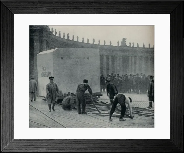 Framed Print : Transporting a Modern Triumph of Carrara Quarrying Through Rome, c1935. Artist: GPA Framed Print : Transporting a Modern Triumph of Carrara Quarrying Through Rome, c1935. Artist: GPA