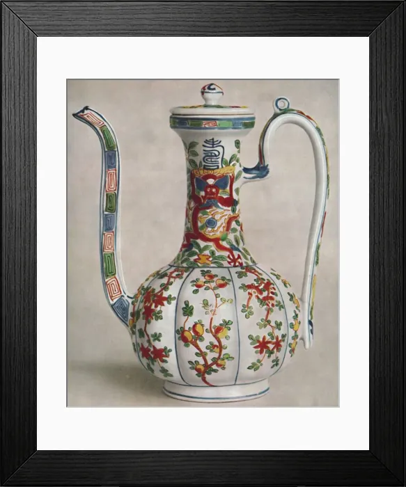 Framed Print : Chinese Porcelain Ewer with Five-Colour Decoration. Period of Wan Li, 1573-1619, (1928) Framed Print : Chinese Porcelain Ewer with Five-Colour Decoration. Period of Wan Li, 1573-1619, (1928)
