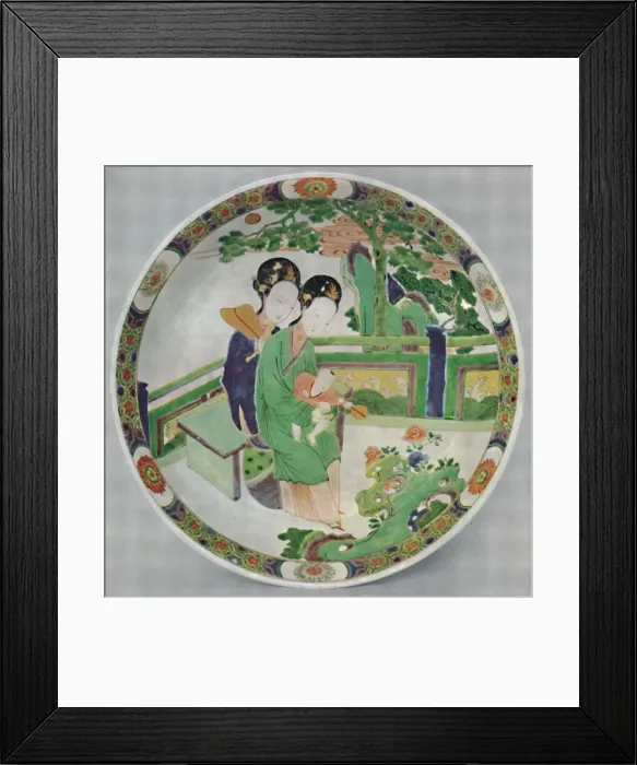 Framed Print : Chinese Porcelain Dish, Famille Verte. Period of K Ang Hsi, 1662-1722, (1928)