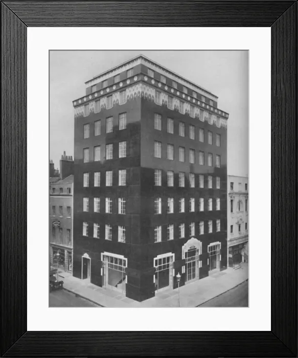 Framed Print : An All-Black Building in London Relieved by a Lace-Like Collar of White, c1935 Framed Print : An All-Black Building in London Relieved by a Lace-Like Collar of White, c1935