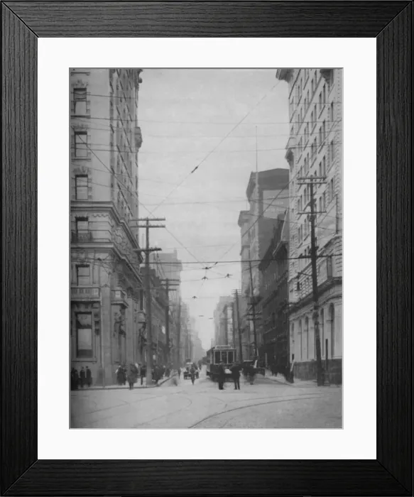 Framed Print : Towering Facades of One of the Citys Busiest Shopping Thoroughfares, c1935 Framed Print : Towering Facades of One of the Citys Busiest Shopping Thoroughfares, c1935