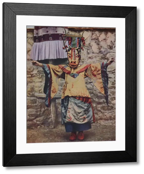 Framed Print : Tibetan lama attired for the devil dance, c1935 Framed Print : Tibetan lama attired for the devil dance, c1935