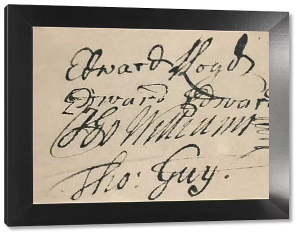 Signature of Edward Lloyd, 1692, (1928)