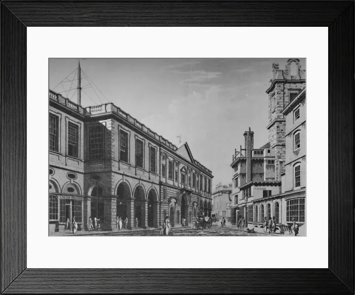 Framed Print : Second Royal Exchange, North Front, in 1798. Showing Exterior of Lloyds Rooms, (1928