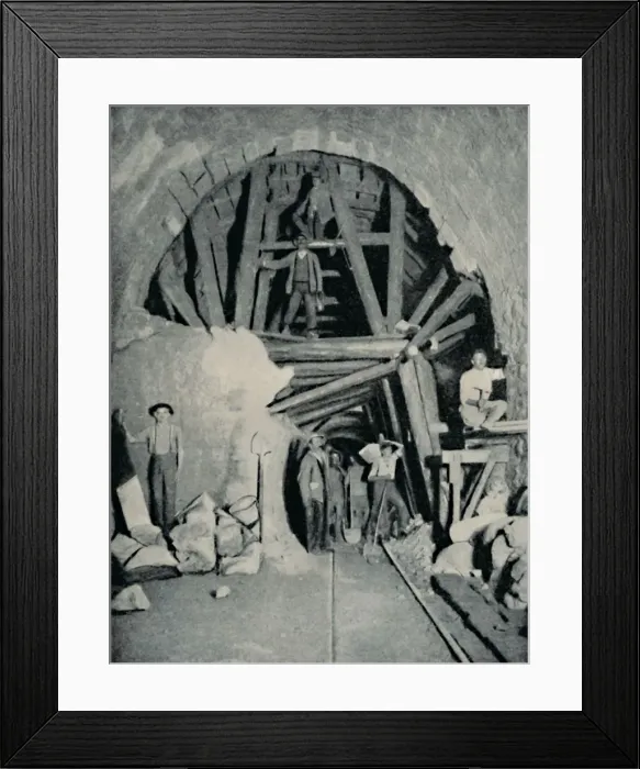 Framed Print : Deadly Rock in the Simplon Tunnel, c1935. Artist: Swiss Federal Railways Framed Print : Deadly Rock in the Simplon Tunnel, c1935. Artist: Swiss Federal Railways