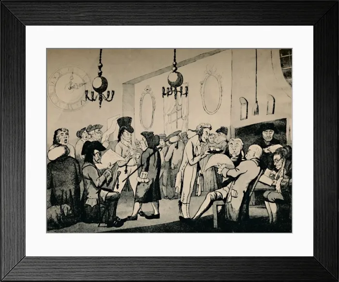 Framed Print : The Coffee Room at Lloyds, 1798, (1928) Framed Print : The Coffee Room at Lloyds, 1798, (1928)