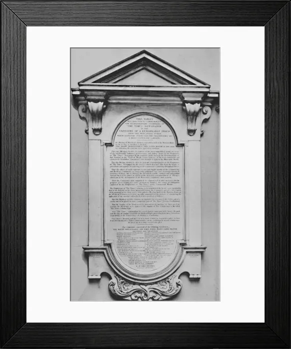 Framed Print : The Times Memorial at Lloyds, c1800s, (1928) Framed Print : The Times Memorial at Lloyds, c1800s, (1928)