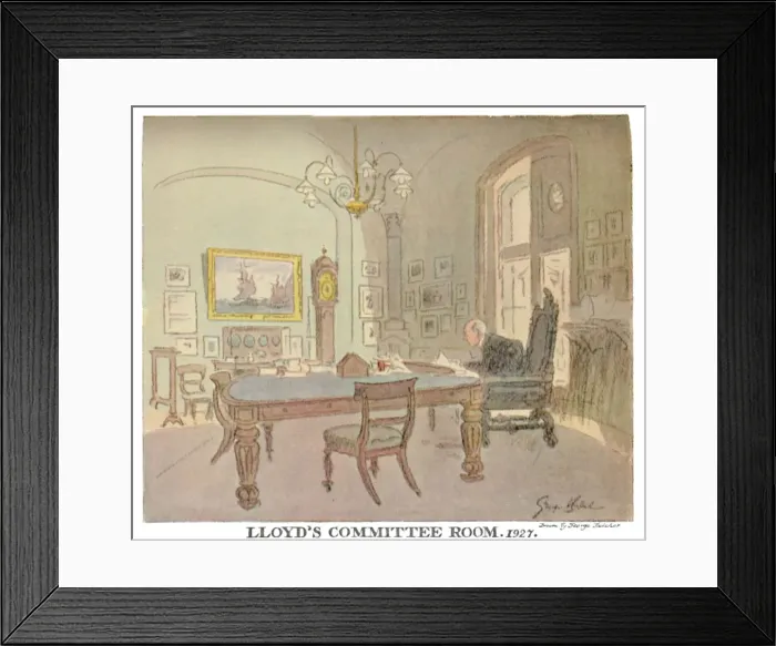 Framed Print : Lloyds Committee Room - As Seen By A Punch Artist, 1927, (1928). Artists: George Belcher Framed Print : Lloyds Committee Room - As Seen By A Punch Artist, 1927, (1928). Artists: George Belcher