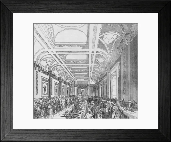 Framed Print : Opening of the Third Royal Exchange, 1844. Banquet in Subscription Room, (1928) Framed Print : Opening of the Third Royal Exchange, 1844. Banquet in Subscription Room, (1928)