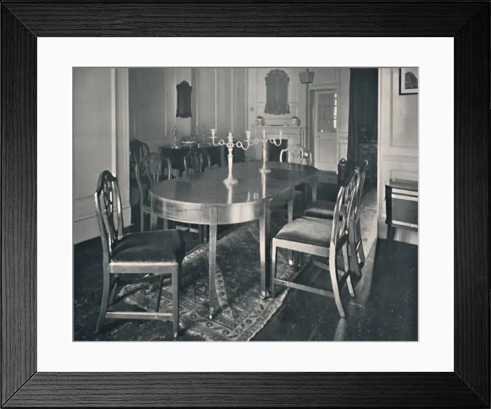 Framed Print : Hepplewhite Mahogany Dining-Room Furniture, (1760-1770), 1928 Framed Print : Hepplewhite Mahogany Dining-Room Furniture, (1760-1770), 1928