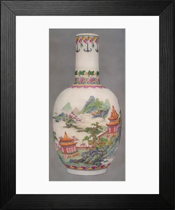 Framed Print : Porcelain Bottle in the Ku Yueh Hsuan Style. Ch Ien Long Period, 1736-1796, (1928) Framed Print : Porcelain Bottle in the Ku Yueh Hsuan Style. Ch Ien Long Period, 1736-1796, (1928)