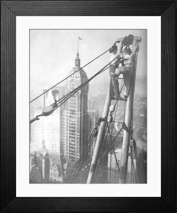 Framed Print : Men Whose Nerve Surpasses That of a Mountaineer on a Precipice, c1935 Framed Print : Men Whose Nerve Surpasses That of a Mountaineer on a Precipice, c1935