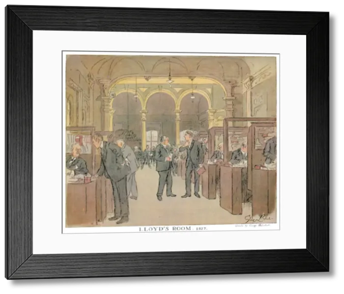 Framed Print : Lloyds Room. 1927 - As Seen by a Punch Artist, (1928) Framed Print : Lloyds Room. 1927 - As Seen by a Punch Artist, (1928)
