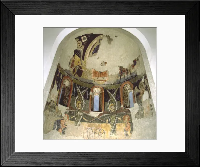 Framed Print : Apse of the church Santa Maria d Aneu, Pallars Sobira, 12th century mural Framed Print : Apse of the church Santa Maria d Aneu, Pallars Sobira, 12th century mural