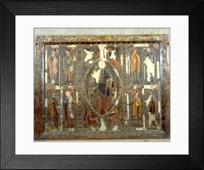 Framed Print : Front of Planes in Ripolles, painting on wood Framed Print : Front of Planes in Ripolles, painting on wood