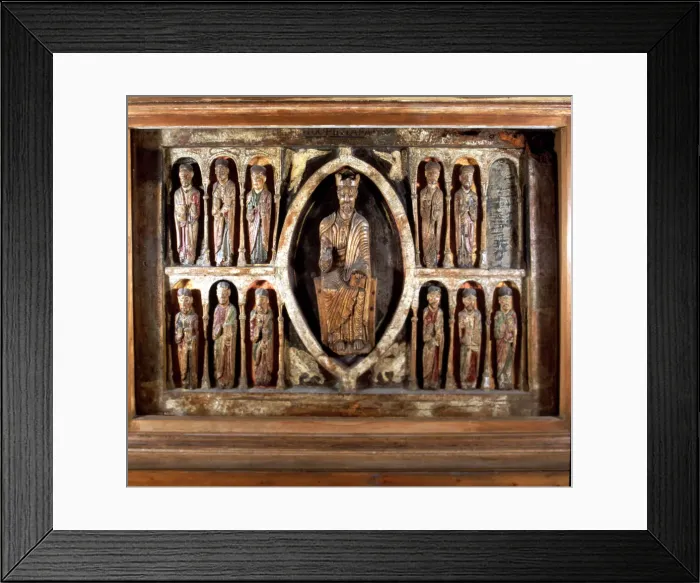 Framed Print : Polychromed sculpture with Maiestas Domini, front from Santa Maria de Taüll Framed Print : Polychromed sculpture with Maiestas Domini, front from Santa Maria de Taüll