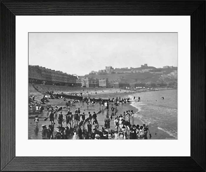Framed Print : Dover: The Castle and Beach, c1896. Artist: Poulton & Co Framed Print : Dover: The Castle and Beach, c1896. Artist: Poulton & Co