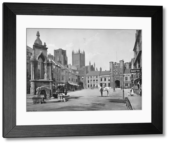 Framed Print : Market Place and Cathedral Towers, Wells, c1896. Artist: Thomas W Phillips Framed Print : Market Place and Cathedral Towers, Wells, c1896. Artist: Thomas W Phillips