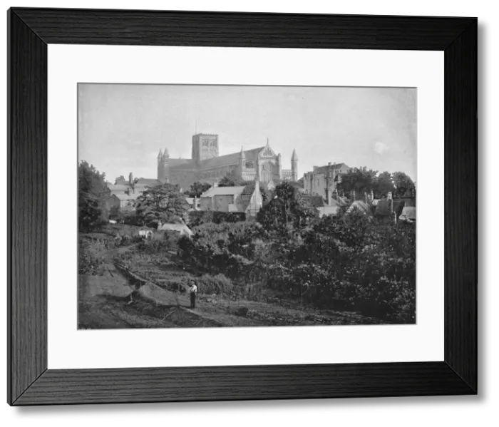 Framed Print : St. Albans Cathedral, c1896. Artist: Chester Vaughan Framed Print : St. Albans Cathedral, c1896. Artist: Chester Vaughan