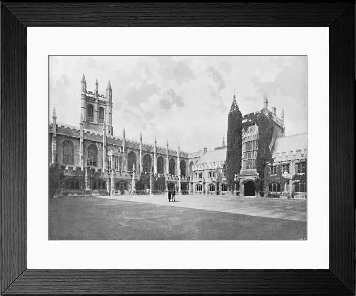 Framed Print : Magdalen College-Cloister and Bell and Founders Towers, c1896 Framed Print : Magdalen College-Cloister and Bell and Founders Towers, c1896