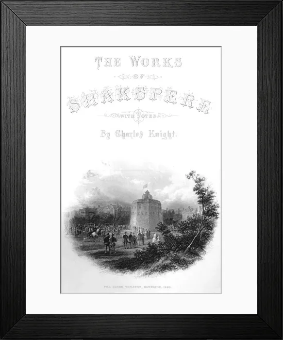 Framed Print : The Works of Shakspere - The Globe Theatre, Bankside, 1593, c1870 Framed Print : The Works of Shakspere - The Globe Theatre, Bankside, 1593, c1870
